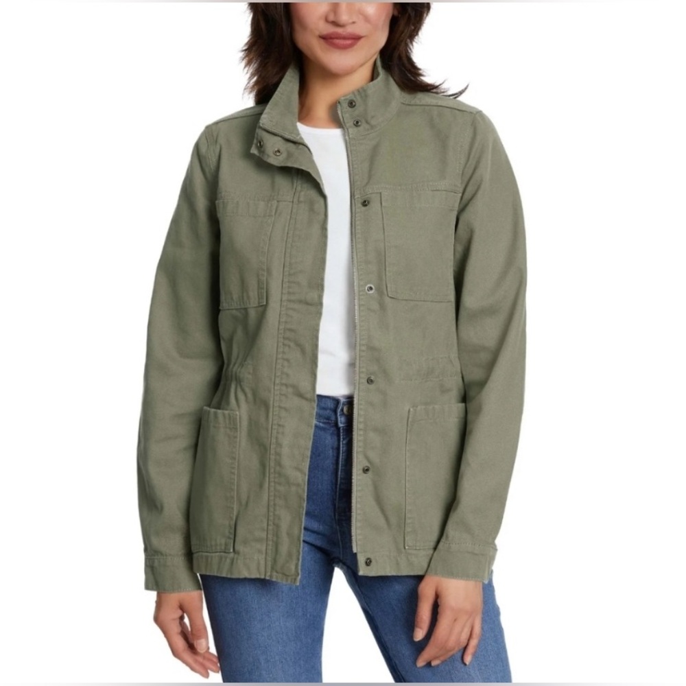 Vintage America Women's Cotton Canvas Green Anorak Jacket Full Zip Small
